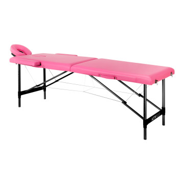 Klappbare Massageliege Aluminium Comfort Activ Fizjo 2 Segmente rosa schwarz Aluminium