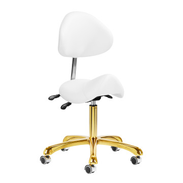 Kosmetikhocker Giovanni 1004 weiß mit goldenem Fußgestell