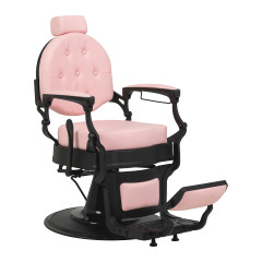 Barberstuhl Gabbiano President rosa mit schwarzem Gestell