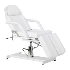 Hydraulische Kosmetikliege für die Pediküre Sillon 210 mit Schaukelmechanismus und geteiltem Fußstützteil weiß
